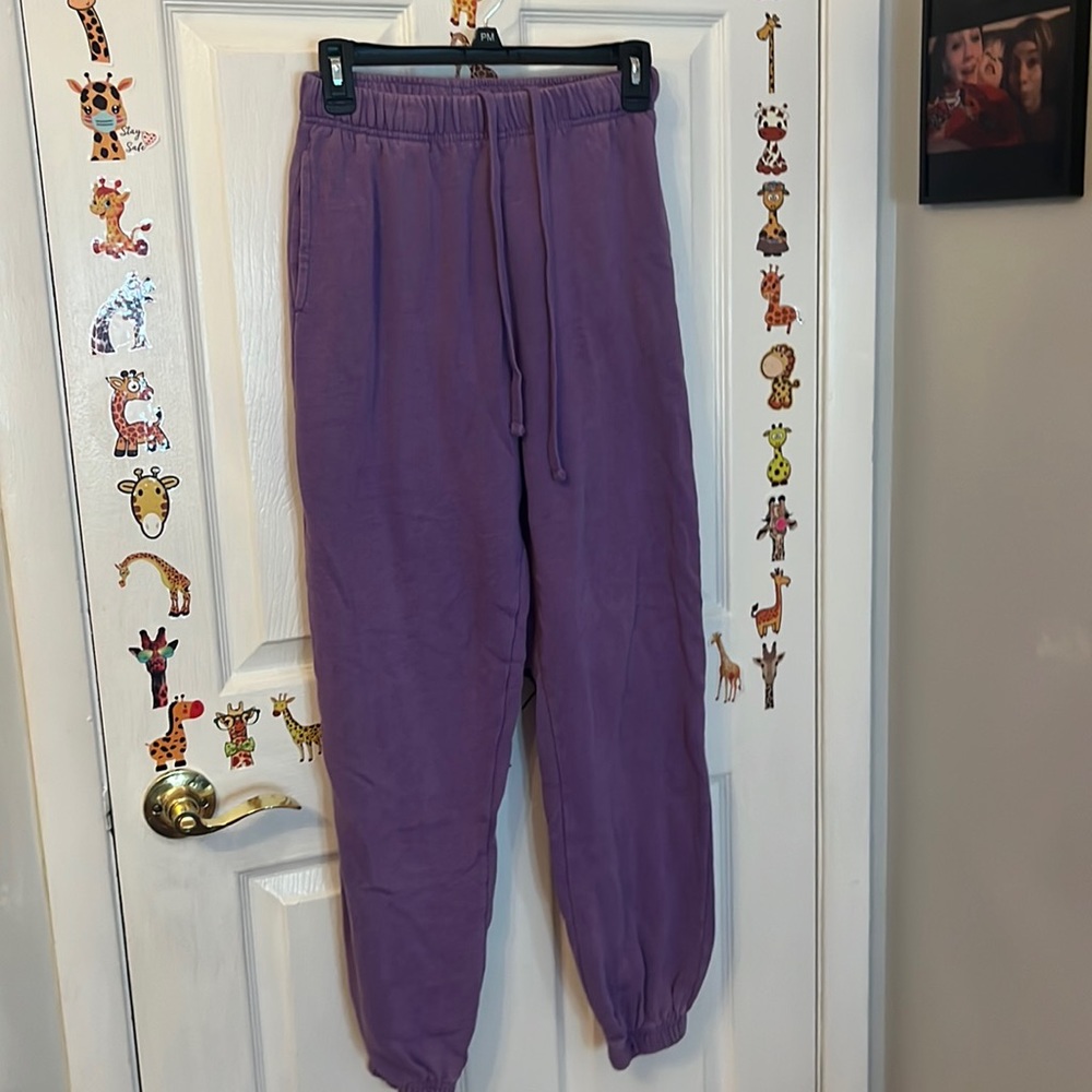 purple garage pants